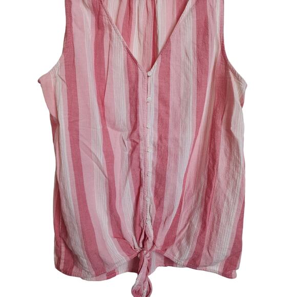 Liz Claiborne Cotton Sleeveless Tie Front Top, Small - Picture 3 of 5